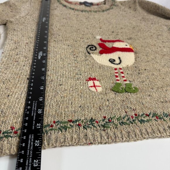 Northern Isles Wool Christmas Sweater Size S Petite VTG Winter Flecked Bird Embr - Picture 12 of 15
